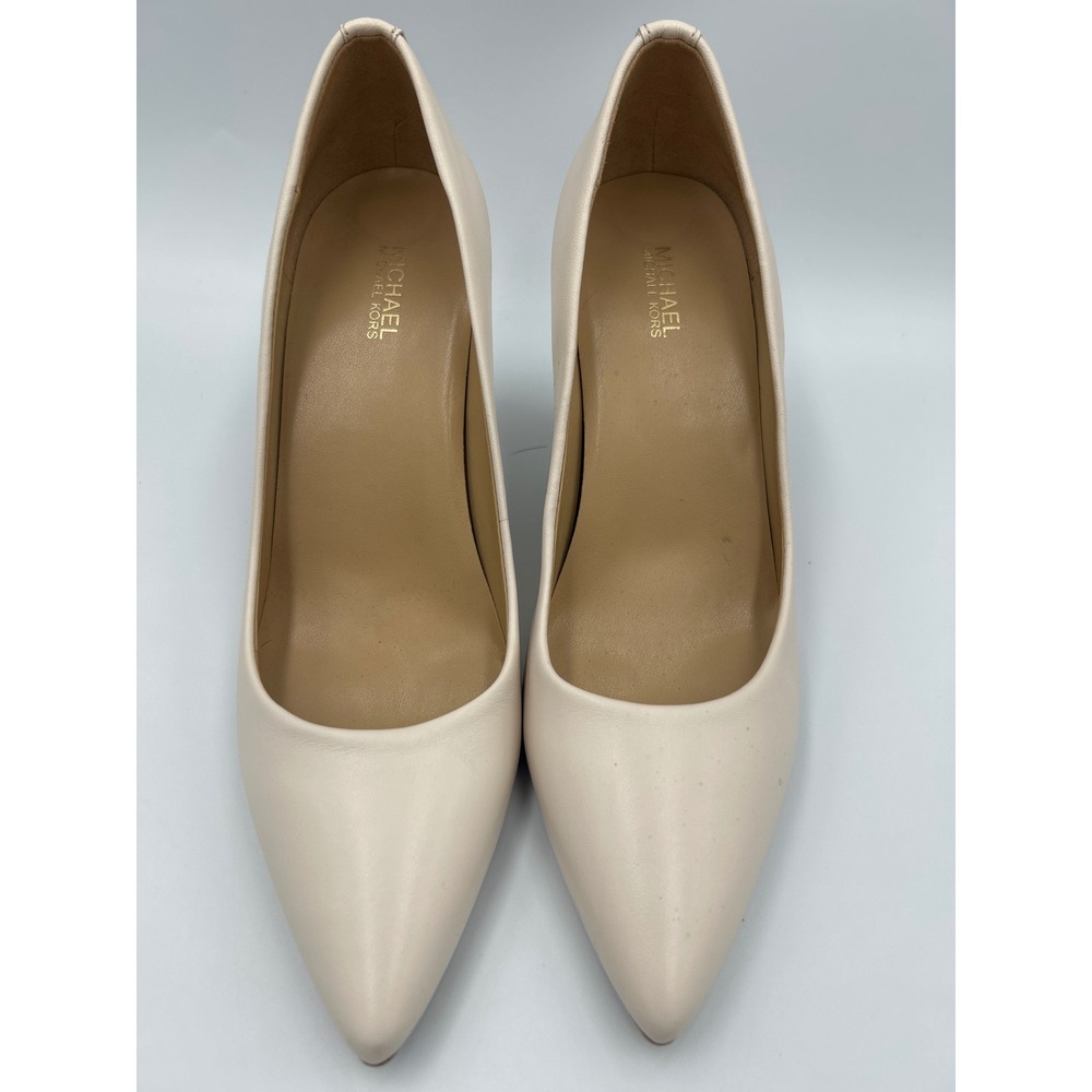 Michael Kors Dorothy Flex Pump Cream Leather Pointed Toe Stiletto Heel Size 7 - Picture 4 of 9